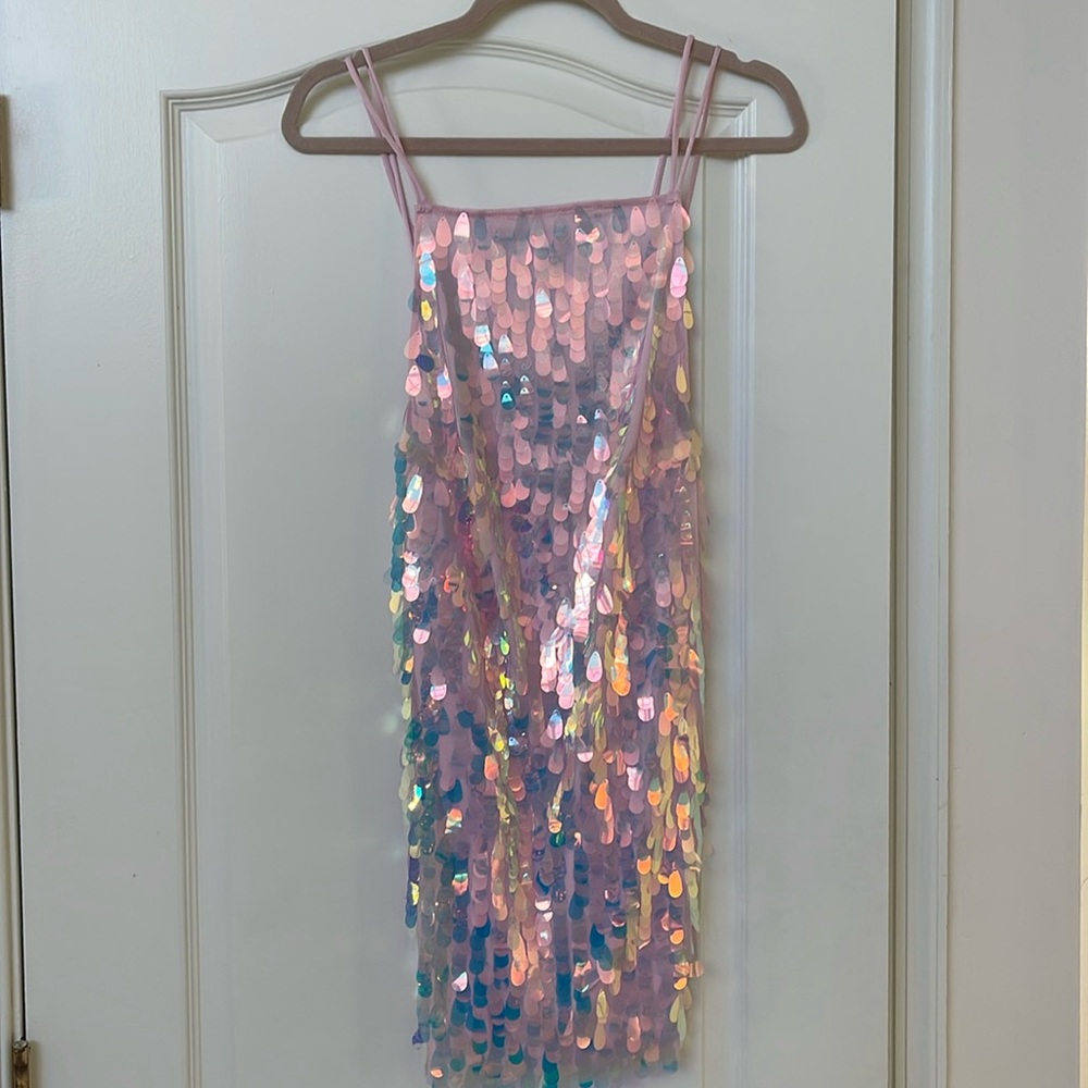 Motel pink sequins backless dress size S